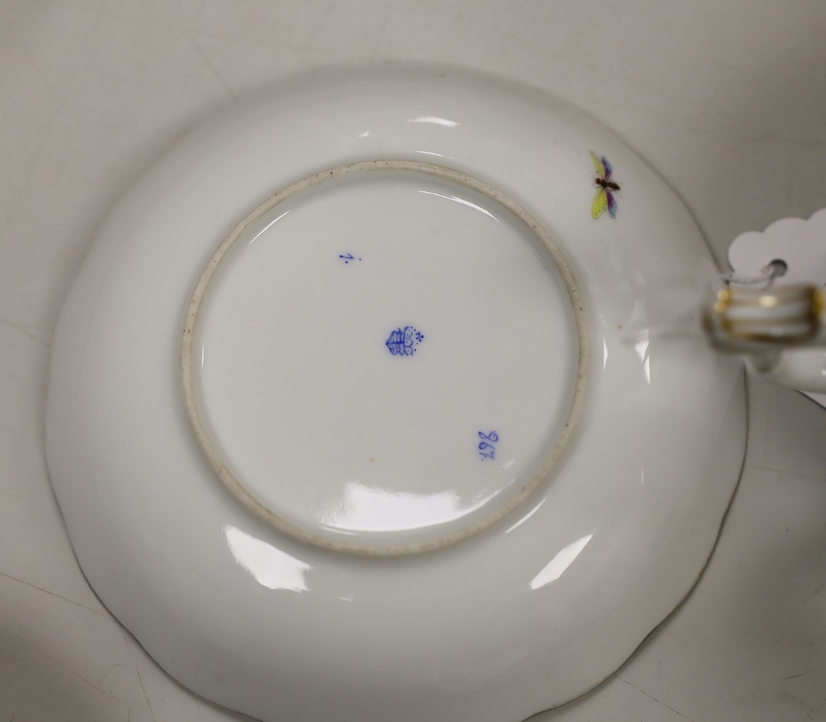 A 19th century Herend porcelain bachelor's teaset, saucer with date code for 1867
